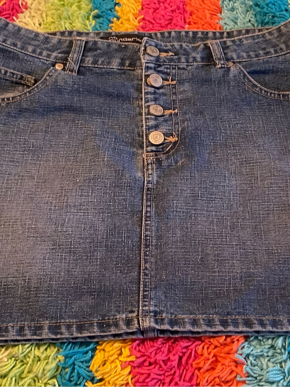 No Boundaries Blue Denim Button-Front Skirt